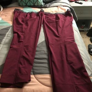 2 pairs of yoga style infinity scrub pants